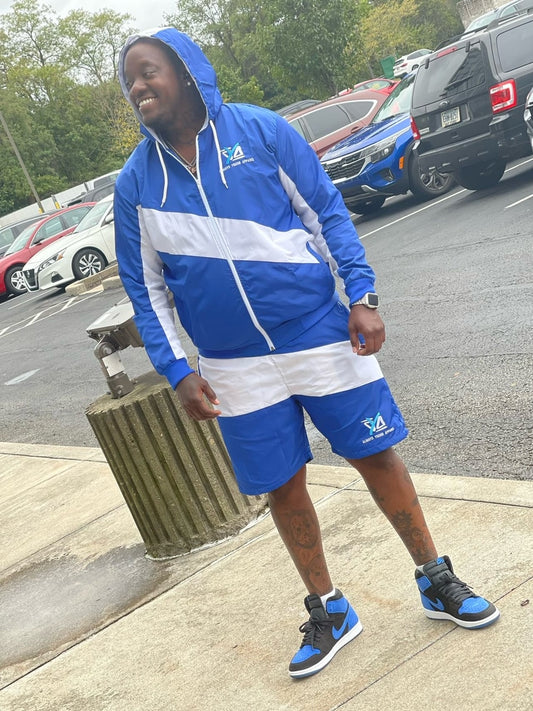 Blue rain windbreaker